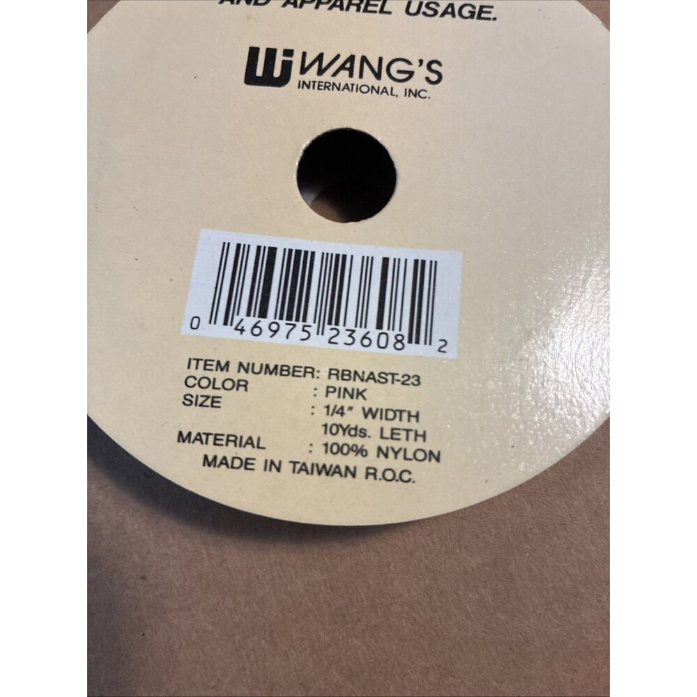 Wang's Ribbon Celendon 3/8" X 8 Yds. 100% Nylon And Pink 1/4” X 10 Yds Nylon Sew - Picture 6 of 6